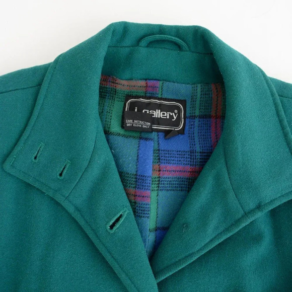 Vintage  J. Gallery Green 70% Wool Coat Size 5/6 - Picture 13 of 16